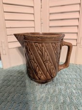 Vintage Cream Pitcher, Brown w/ Leafy Vine Pattern, 5.5
