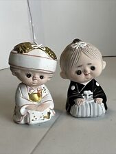VTG Japanese Groom Bride Hakata Clay Dolls Wedding Gift Set Made in Japan 3.25” picture