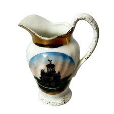 HAMILTON , OHIO OH - SOLDIERS & SAILORS MONUMENT  Antique Souvenir China Pitcher picture