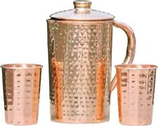 Pure Copper Hammered Pitcher with Two Glass & Serving Ware Good Health Benefit picture