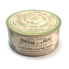 RARE Antique Bourjois Java Face Powder Tin 2 3/4oz FULL SEALED French Tin picture