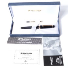 Platinum 3776 Fountain Pen 14K EF Cartridge Converter Black Gold Box Used picture
