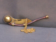 Vintage Brass & Copper Boatman's Whistle & Chain Boatswain's Call Bosun's Navy picture
