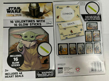 Star Wars Mandalorian The Child 32 Valentines 32 Glow Sticks - 2 Boxes of 16 picture