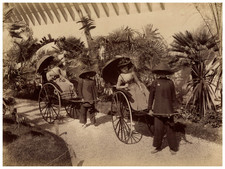Paris, Universal Exhibition of 1889, women in rickshaw vintage albumen p picture