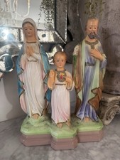 Vintage Holy Family Statue Figurine Joseph, Virgin Mary  & Jesus. Sacred Heart picture
