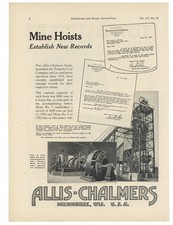 1924 Allis Chalmers Ad: Peabody Coal Mines, Kincaid, Illinois Hoists Pictured picture