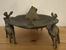 Vintage Brass Dish Camel Tri Footed Ashtray Bird, pyramidFooted Ornate  4