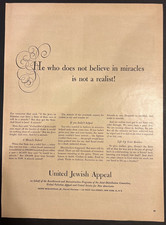 Vtg 1950s AD-United Jewish Appeal-He Who Does Not Believe in Miracles Is Not a picture