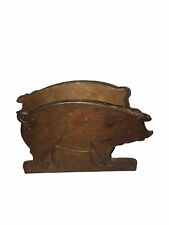 Vintage Wooden Pig Napkin Mail Holder Double Sided Primitive farmhouse￼ Fun picture
