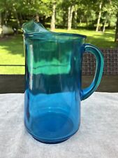 vintage elegant royal blue water / juice / bar pitcher with ice lip picture