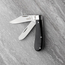 Taylor's Eye Witness Twin Pocket Knife 420HC Steel Blades Black Resin Handle picture