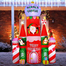 Giant 10ft Christmas Inflatables Decorations Candy Castle Santa Claus w/ Light picture