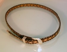 VINTAGE LEATHER HORSEHAIR DESIGN STERLING SILVER BUCKLE COWBOY HAT BAND Hastings picture