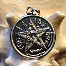 ~ Vintage 925 Sterling Silver Wiccan Tetragrammaton Pentagram Pendant ~ picture