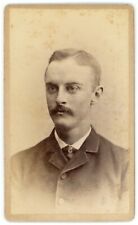CIRCA 1870'S CDV Handsome Man Mustache Wearing Suit & Tie Atchtey Rockford, IL picture