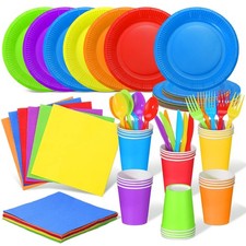Jinei 168 Pcs Rainbow Party Tableware Set 7