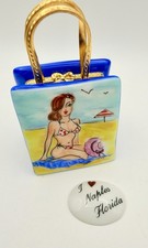Limoges France Limited Edition Naples Florida Beach Bag Bikini Babe Trinket Box picture