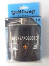 Liquid Courage Flask #BooksandBooze Stainless Steel 6 Oz 4.75x3.5 picture