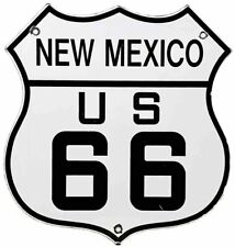 VINTAGE US ROUTE 66 NEW MEXICO NM PORCELAIN METAL HIGHWAY SIGN GAS ROAD SHIELD picture