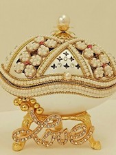 Lovebox Faberge egg Trinket box HANDCARVED Egg ONEOFAKIND 24k GOLD Swarovski dia picture