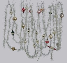 4 Piece Antique Tinsel Garland With Glass Ornaments, 560 cm, 1920s picture
