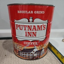 Vtg Rare Putnam Coffee 3 Lbs Coffee Can Tin NY, NY RED TIN picture