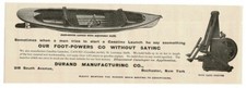 1902 DURAND MANUFACTORING CO. Foot-Powered Launch Boat Canoe Vintage Print Ad picture