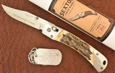 SEXTON KNIFE WORKS USA 2026 BONESTAG SLIDE LOCK HUNTER KNIFE 1 of 75 SKW ETCH picture