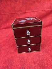 VINTAGE OTAGIRI ORIGINAL JAPAN 3-DRAWER LACQUERWARE JEWELRY BOX picture