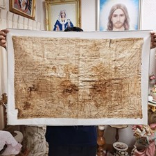 Shroud Sudarium of Oviedo Jesus Fabric Print Vintage Easter Lent Christmas Gift picture