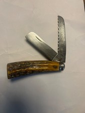 Antique George Wostenholm Celebrated IXL Stag 2-Blade Pocket Knife Saw Hawkbill picture