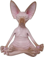Sphynx Cat Meditate Statue Collectible Figurines Zen Yoga Relaxed Pose Buddha Me picture