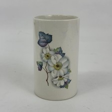 Vtg Sadler England Handmade Porcelain Vase White Flowers Blue Leaves Signed picture