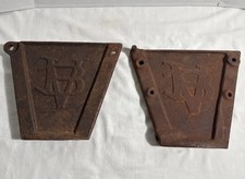 PAIR - Rare Antique Van Brunt/John Deere Cast Iron Implement End Caps Unique picture