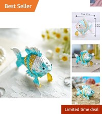 Delicate 3.1 Inch Hand-Painted Enamel Fish Jewelry Box - Perfect Gift Idea picture