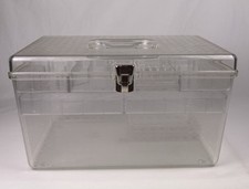 VTG Wil-Hold Clear Plastic Sewing Box Wilson Mfg Corp Double Trays Bobbin Tray  picture