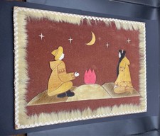 Vtg Inuit Chukchi Wall Hanging Panel, Arctic Folk Art Picture, Christmas Decor picture