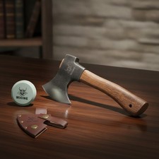 Hatchet, 8 Inches Small Hand Axe 1065 Manganese Steel and Beech 8 In picture