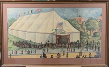 Vintage 1910s Donaldson Litho Circus Poster Main Entrance Big Top Framed As-Is picture