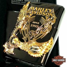 Harley Davidson Big Eagle Metal Black Gold HDP-15 Japan Zippo Oil Lighter MIB picture