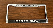 Vintage Casey BMW Newport News,VA Metal License Plate Holder Frame Dealership picture