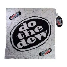 Vtg NWT Mountain Dew Black White Do the Dew Bandana Handkerchief Cotton ~22x22in picture