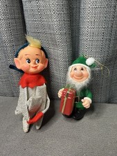 Vintage Knee Hugger Elf Santa Christmas Japan Silver Red Green Lot picture