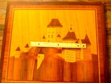 XL Czech Panel KARLSTEJN CASTLE Wood Marquetry Landscape Inlay Bohemia Karlstein picture