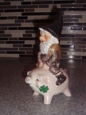 Vintage Goebel Co-Boy Figurine Chuck Riding Lucky Pig Figurine picture