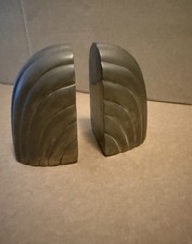 Vintage MCM brass scalloped bookends, Midcentury, Art Deco revival picture