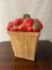 Vintage Metlox Calif Ceramic Pottery Strawberry Basket Decor Lidded Canister 10