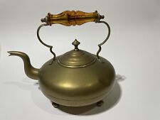 Vintage Antigue Brass Teapot With Amber Glass Handle  picture