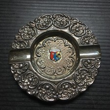 Vintage Bodensee Round Coin Silver Souvenir Ashtray Detailed Embossing 3.25